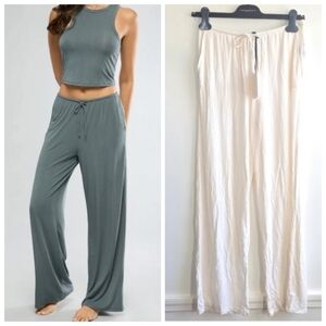 New IVL Low Rise Ribbed Off White Pajama Loungewear Pants NWT Small